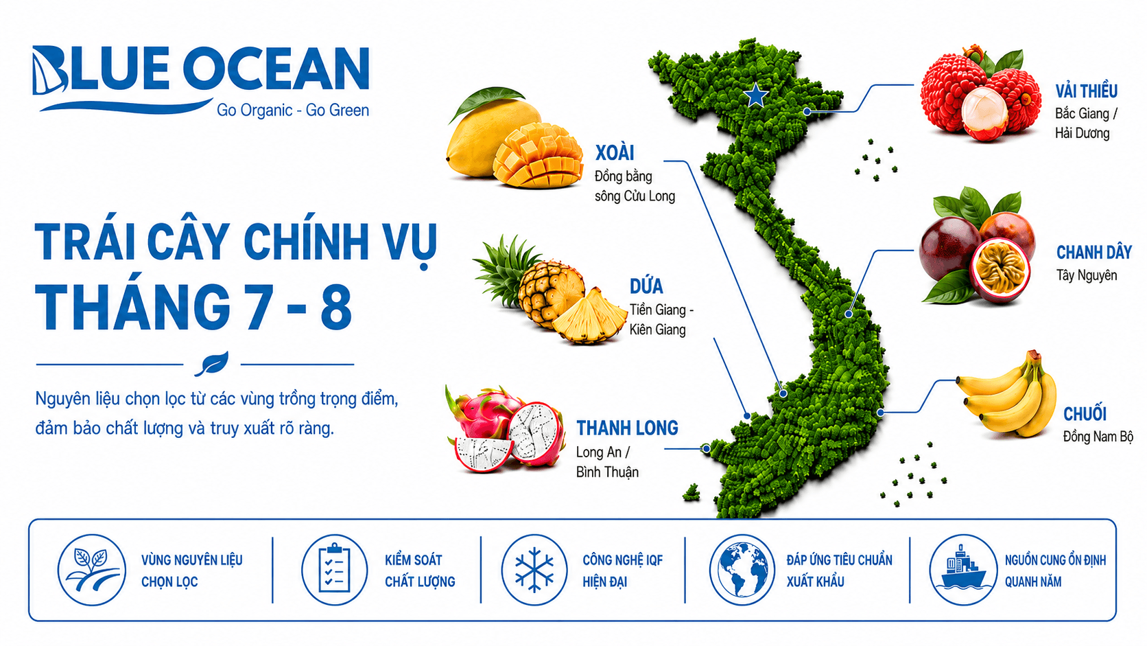 LỊCH MÙA VỤ TRÁI CÂY VIỆT NAM VÀ VAI TRÒ CỦA VÙNG NGUYÊN LIỆU TRONG SẢN XUẤT IQF